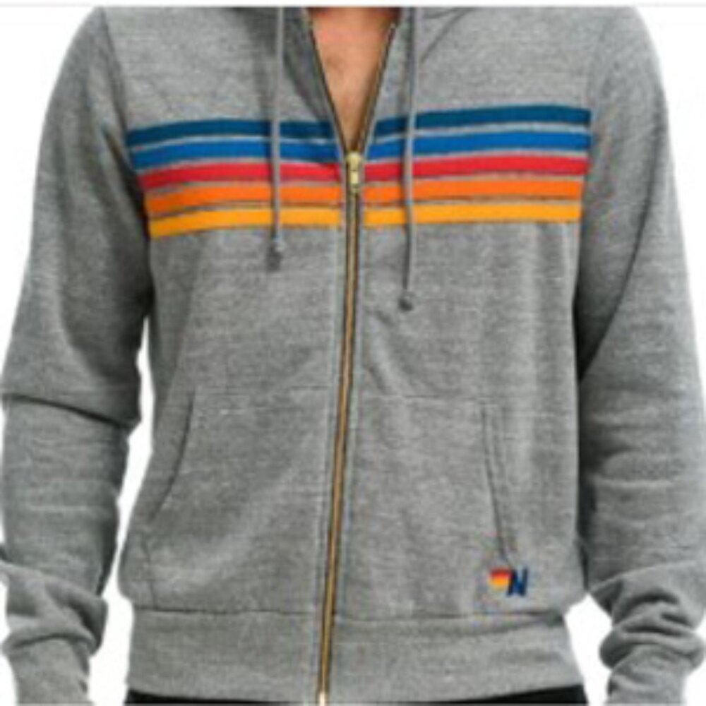 Aviator Nation Men's unisex XXL five stripe hooded sweatshirt